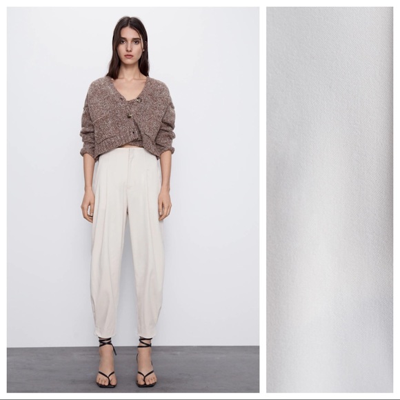 Zara Pants - NWT. Zara Cream Slouchy Trousers. Size M, XL.